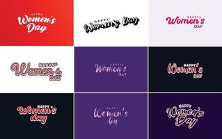 ensemble de cartes de la journée internationale de la femme avec un logo vecteur