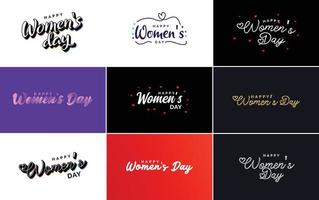 ensemble d'éléments de conception typographique rose happy women's day pour cartes de voeux vecteur