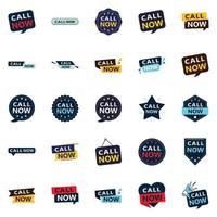 25 éléments typographiques professionnels pour un message d'appel soigné appelez maintenant vecteur