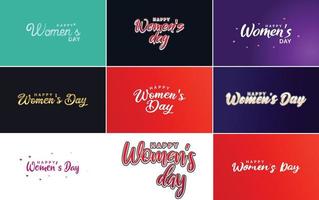 ensemble d'éléments de conception typographique rose happy women's day pour cartes de voeux vecteur