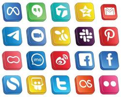 icônes 3d isométriques pour le pack de 20 médias sociaux populaires tels que l'essaim. Rencontre. e-mail. vidéo et icônes. de haute qualité et moderne vecteur