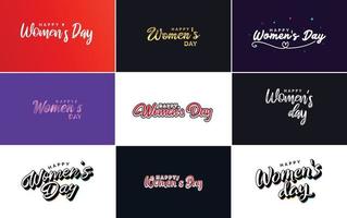 ensemble d'éléments de conception typographique rose happy women's day pour cartes de voeux vecteur