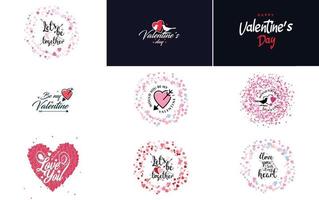 je t'aime lettrage dessiné à la main avec un motif de coeur. convient pour une utilisation comme salutation de la Saint-Valentin ou dans des designs romantiques vecteur