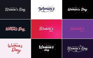 conception de typographie happy women's day avec un jeu de couleurs pastel et une illustration vectorielle de forme géométrique vecteur