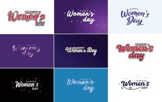 ensemble de cartes de la journée internationale de la femme avec un logo vecteur