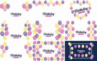 bannière d'anniversaire avec cadre et ballons aquarelles dessinés à la main symbolisant une conception de fête d'anniversaire adaptée aux cartes de voeux de vacances et aux invitations d'anniversaire vecteur