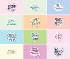 célébrer le pouvoir de l'amour le jour de la saint valentin stickers vecteur