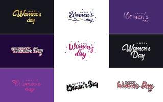 ensemble d'éléments de conception typographique rose happy women's day pour cartes de voeux vecteur