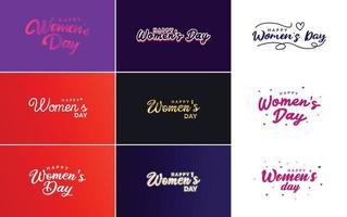 ensemble d'éléments de conception typographique rose happy women's day pour cartes de voeux vecteur