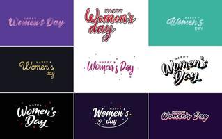 conception de typographie happy women's day avec un jeu de couleurs pastel et une illustration vectorielle de forme géométrique vecteur