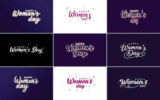 conception de typographie happy women's day avec un jeu de couleurs pastel et une illustration vectorielle de forme géométrique vecteur