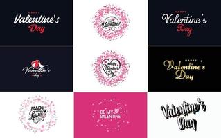 pack d'étiquettes saint valentin design plat rouge vecteur