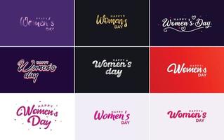 ensemble d'éléments de conception typographique rose happy women's day pour cartes de voeux vecteur