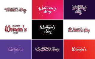 logo abstrait de la journée des femmes heureuses avec un dessin vectoriel d'amour en rose. rouge. et les couleurs noires