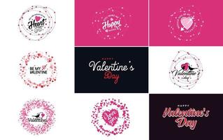 pack d'étiquettes saint valentin design plat rouge vecteur