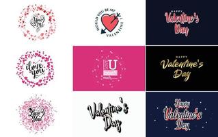 pack d'étiquettes saint valentin design plat rouge vecteur