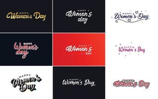 ensemble de cartes de la journée internationale de la femme avec un logo et un jeu de couleurs dégradées vecteur
