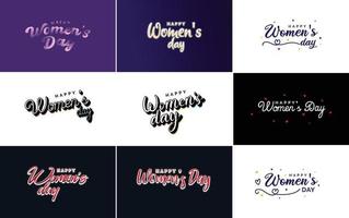 ensemble d'éléments de conception typographique rose happy women's day pour cartes de voeux vecteur