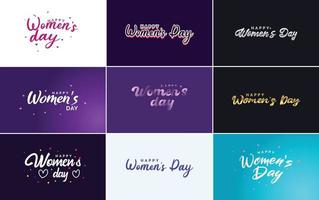 conception de typographie happy women's day avec un jeu de couleurs pastel et une illustration vectorielle de forme géométrique vecteur