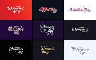 conception de typographie happy women's day avec un jeu de couleurs pastel et une illustration vectorielle de forme géométrique vecteur