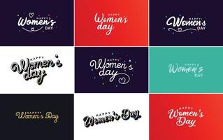 ensemble d'éléments de conception typographique rose happy women's day pour cartes de voeux vecteur