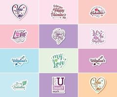 célébrer la magie de l'amour le jour de la saint valentin stickers vecteur