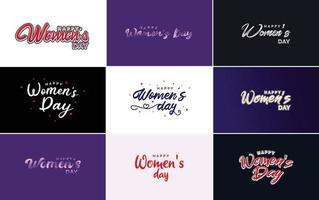 ensemble d'éléments de conception typographique rose happy women's day pour cartes de voeux vecteur