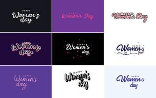 ensemble d'éléments de conception typographique rose happy women's day pour cartes de voeux vecteur