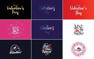 modèle de carte de voeux joyeuse saint valentin avec un thème romantique et un jeu de couleurs rouge et rose vecteur