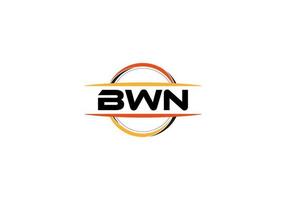 bwn lettre redevance mandala forme logo. logo d'art de brosse bwn. logo bwn pour une entreprise, une entreprise et un usage commercial. vecteur