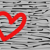 forme de coeur rouge sur fond gris abstrait pour couple amour doux romantique, espace libre pour créer la carte de la Saint-Valentin, concept de la Saint-Valentin. vecteur