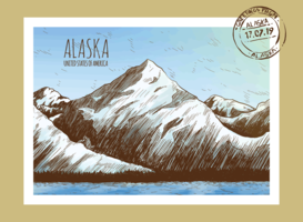 Cartes postales d'Alaska vecteur