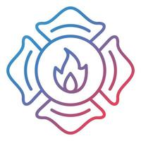 icône de dégradé de ligne insigne pompier vecteur
