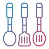 icône de dégradé de ligne d'ustensiles de cuisine vecteur