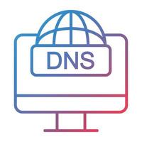 icône de dégradé de ligne dns vecteur