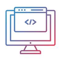 icône de dégradé de ligne de code de site Web vecteur