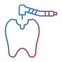 icône de gradient de ligne de forage dentaire vecteur