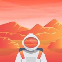 Spaceman sur la planète rouge Mars Illustration vecteur