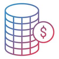 icône de dégradé de ligne de pièces de monnaie vecteur