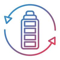 icône de gradient de ligne de recyclage de batterie vecteur