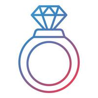 icône de dégradé de ligne de bague en diamant vecteur