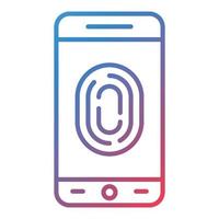 icône de gradient de ligne de verrouillage d'empreinte digitale mobile vecteur
