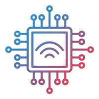 icône de dégradé de ligne de puce intelligente vecteur