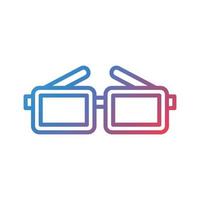 icône de dégradé de ligne de lunettes de cinéma vecteur