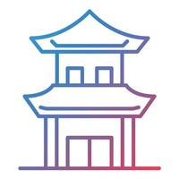 icône de dégradé de ligne de maison chinoise vecteur