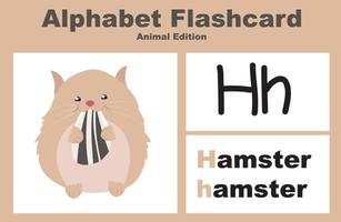 jeu de vecteurs flashcard alphabet avec thème animal. feuille de travail imprimable éducative. thème de feuille de calcul animal mignon. illustrations vectorielles. vecteur