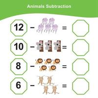 feuille de mathématiques pour enfants. feuille de travail mathématique imprimable éducative. écrire une activité de réponse pour les enfants. fichier vectoriel. vecteur