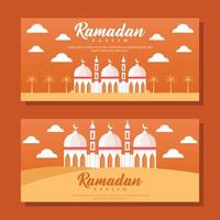 illustration de bannière horizontale ramadan au design plat vecteur