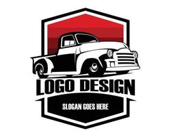 illustration vectorielle de silhouette de camion 3100. idéal pour le logo, le badge, l'emblème, l'icône, l'autocollant de conception, l'industrie du camionnage. disponible en eps 10. vecteur