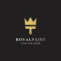 pinceau pour peinture avec vecteur de conception de logo royal couronne roi reine